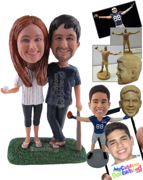 Baseball Fan Couple Ready to Have a Ball Personalized Bobblehead Baseball Fan Couple Ready to Have a Ball Personalized Bobblehead